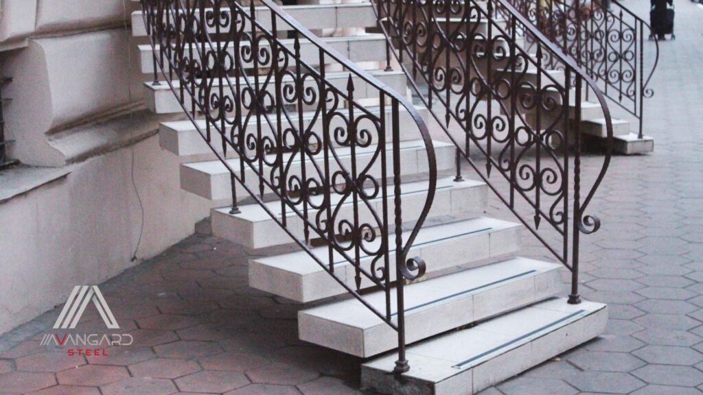 Custom steel and glass railing installed in a modern Vancouver North Shore home by Avangard Steel