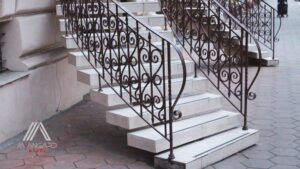 Custom steel and glass railing installed in a modern Vancouver North Shore home by Avangard Steel