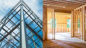 Comparing steel studs vs wood studs side by side for framing in British Columbia
