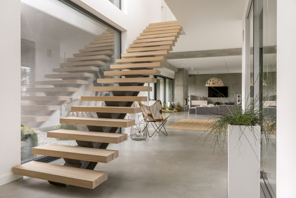 Steel Stairs in modern villa in west vancouver bc