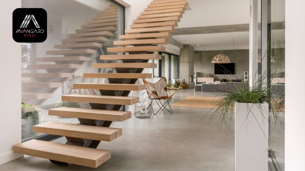 Steel Stairs in modern villa in west vancouver bc