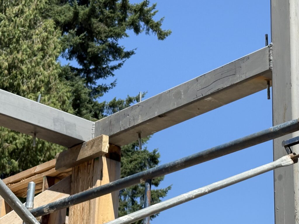 Strong steel beams supporting new home at 575 Robin Hood Road, West Vancouver
