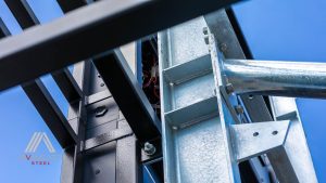 Avangard Steel team completing custom steel fabrication project in Vancouver with beams, posts, and railings