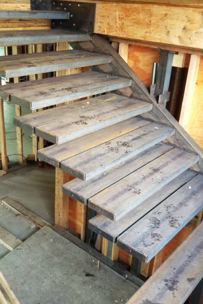 Modern custom steel stair design at 690 Knockmaroon Rd., West Vancouver