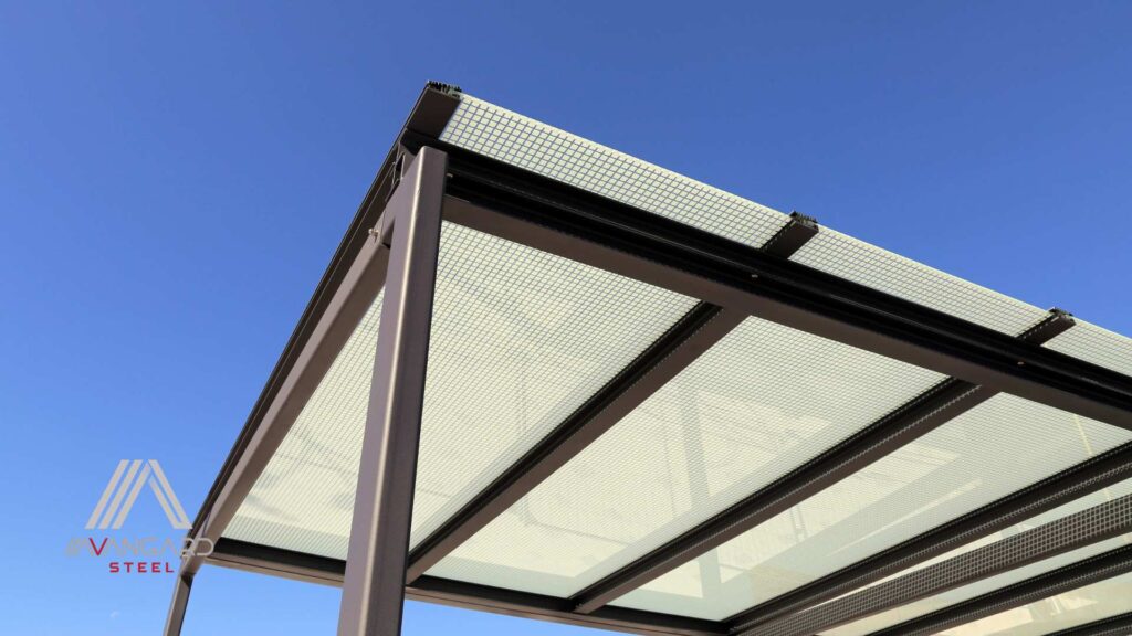 Custom steel canopy installed for a Vancouver home by Avangard Steel