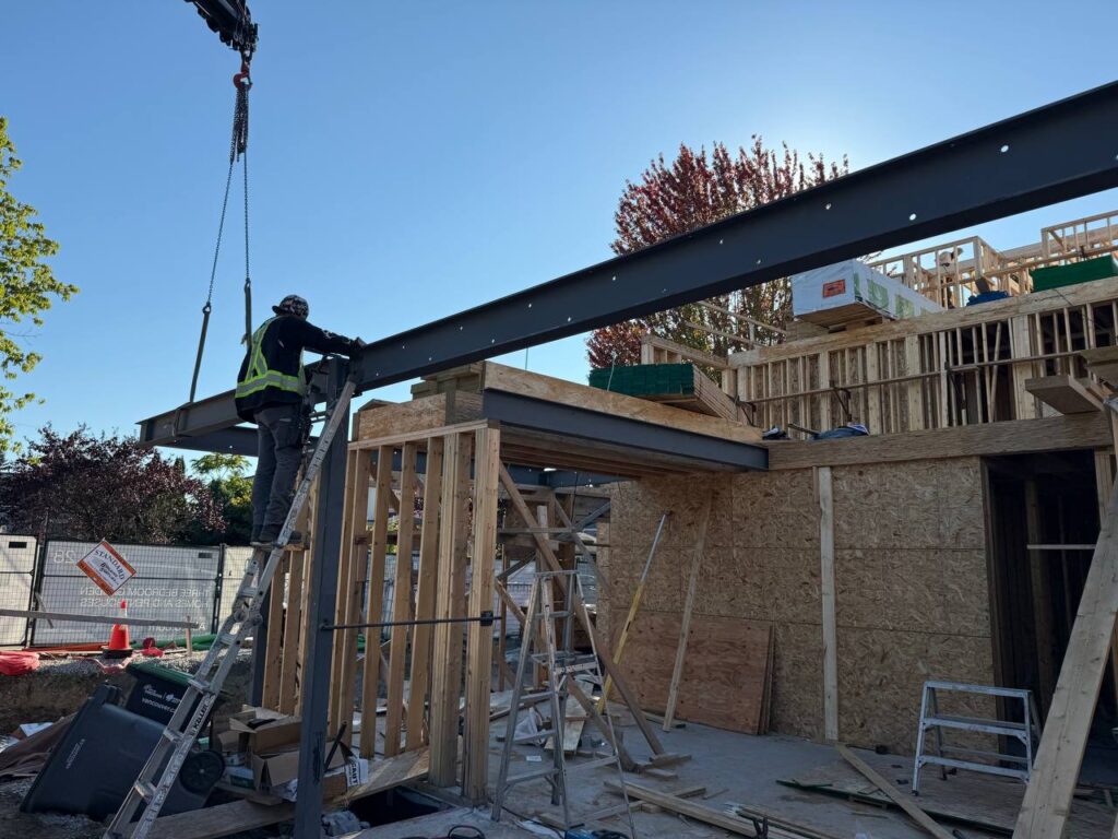 Avangard Steel crew assembling structural frame in BC