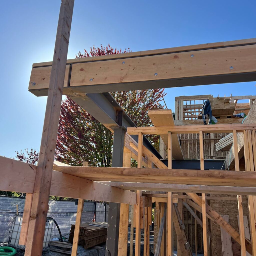 Custom steel frame installation at Vancouver construction site