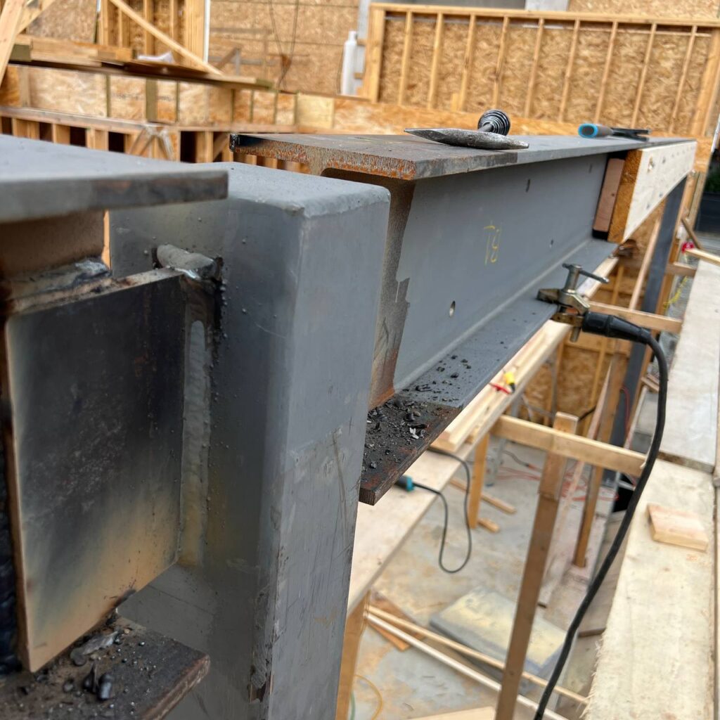 Structural steel beams and columns in downtown Vancouver building