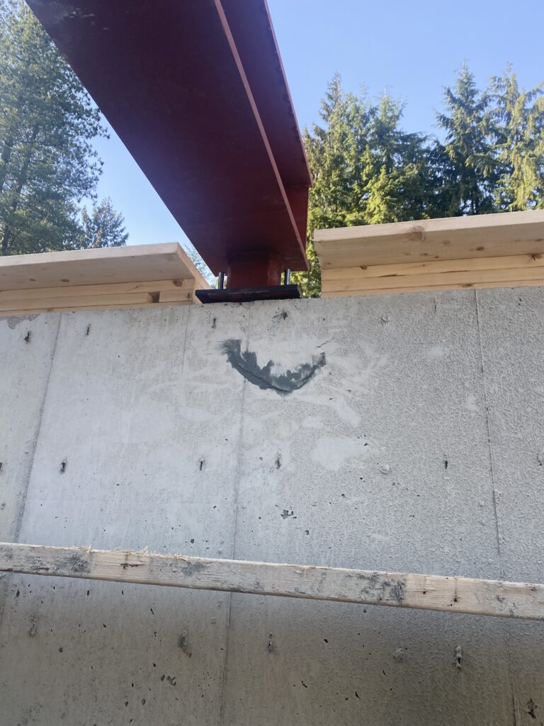 Structural steel framing and beam connection at residential project 2358 William Ave North Vancouver