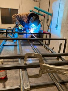 Contemporary steel feature wall and canopy structure in North Vancouver restaurants
