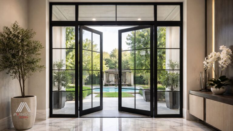 Luxury custom steel framed glass doors installed in a modern Vancouver home