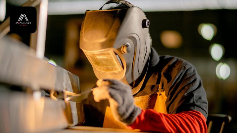 professional structural steel welding services in Vancouver with welder working on commercial steel fabrication project