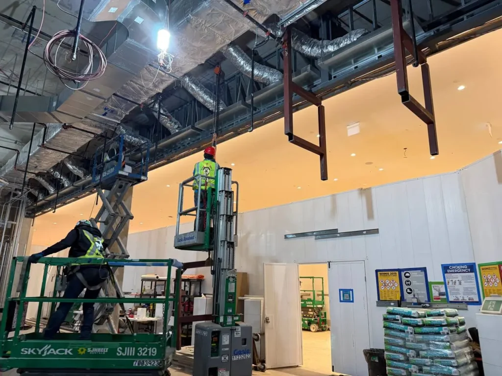 custom steel truss fabrication and installation inside Oakridge Mall Vancouver
