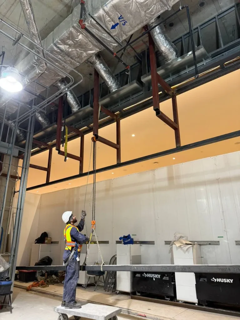 steel beam installation and structural steel support system at Oakridge Mall